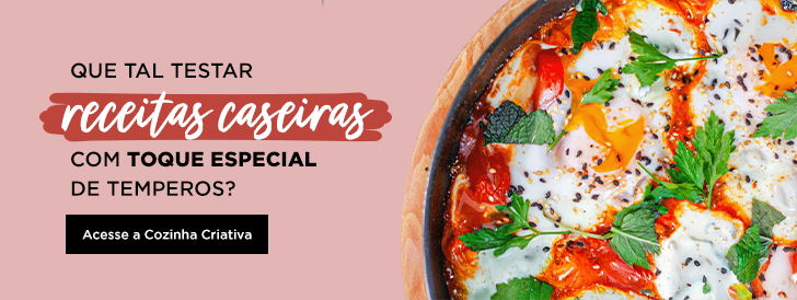 Prato de Shakshuka com CTA para a Cozinha Criativa